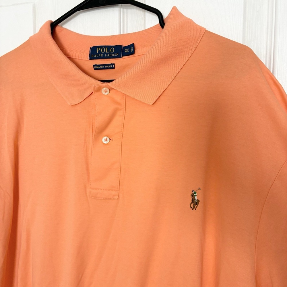 Polo Ralph Lauren Pima Soft Touch Short Sleeve Pony Polo Shirt Orange Mens 2XLT